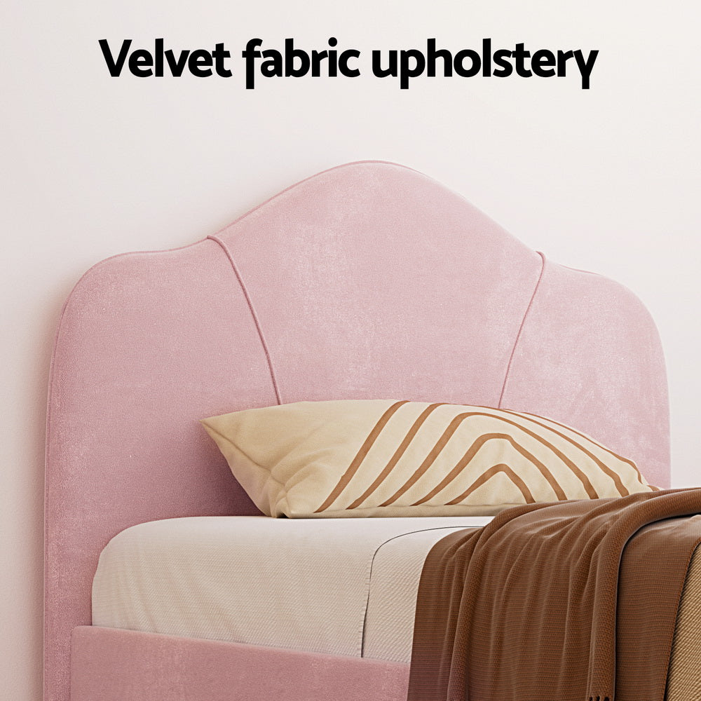 Sadie Bed Frame Velvet - Pink King Single