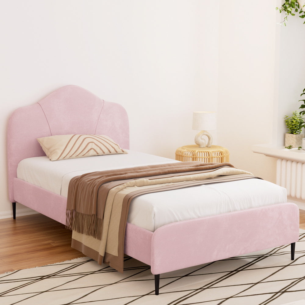 Sadie Bed Frame Velvet - Pink King Single