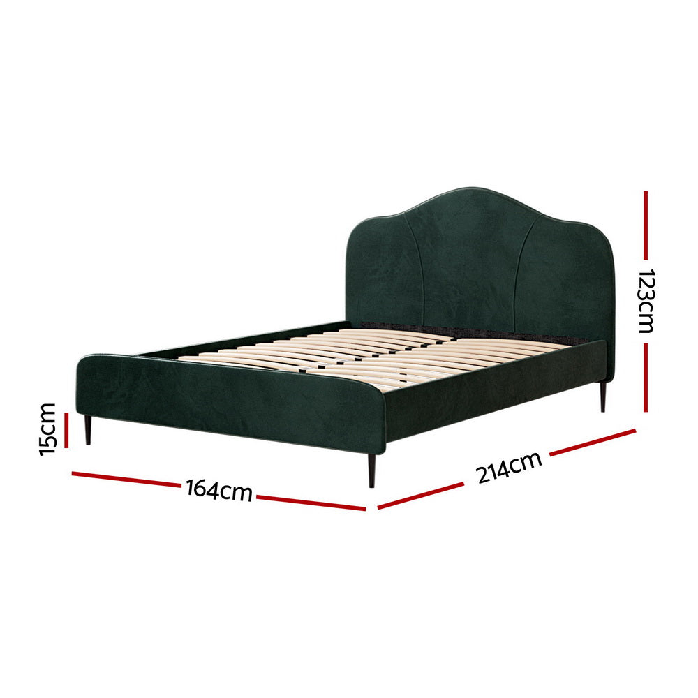 Sadie Bed Frame Velvet - Dark Green Queen