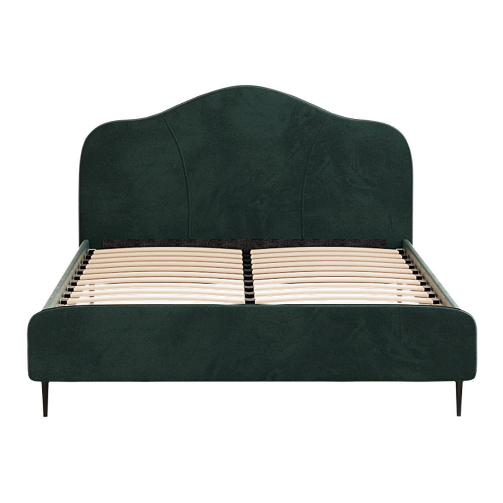 Sadie Bed Frame Velvet - Dark Green Queen