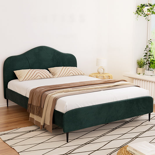 Sadie Bed Frame Velvet - Dark Green Queen