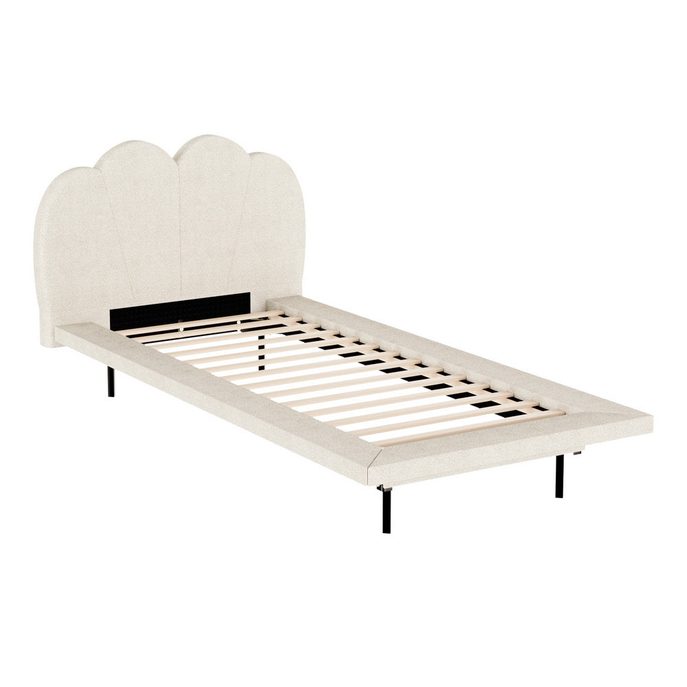 Kinsley Bed Frame Boucle - Beige Single