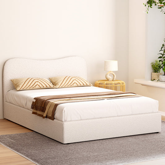 Naida Bed Frame Boucle - Beige Double