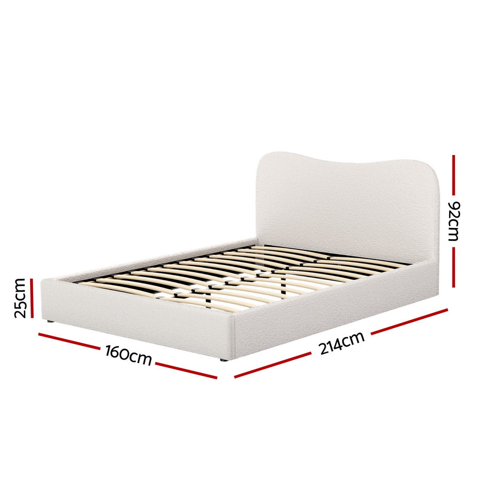 Naida Bed Frame Boucle - Beige Queen