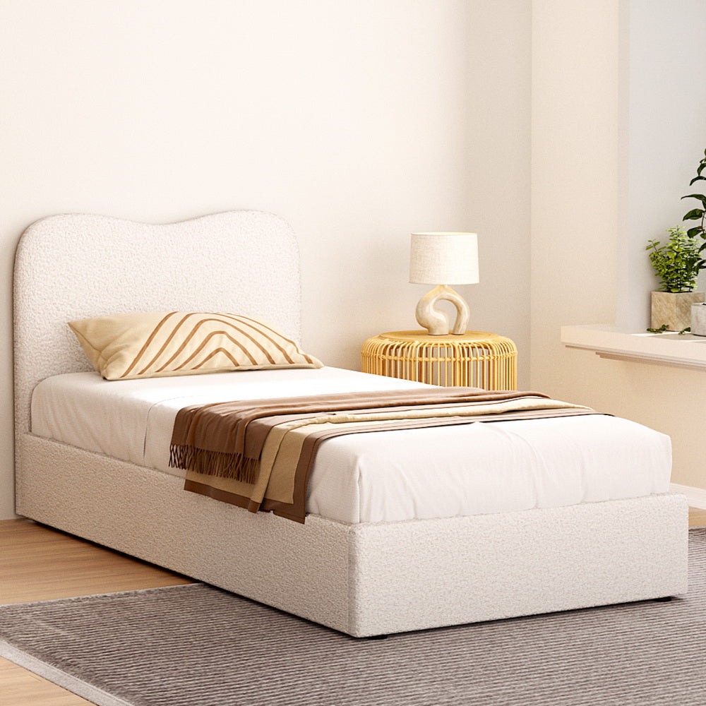 Naida Bed Frame Boucle - Beige Single