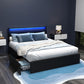 Hanny Bed Frame LED with 4 Drawers - Black Queen