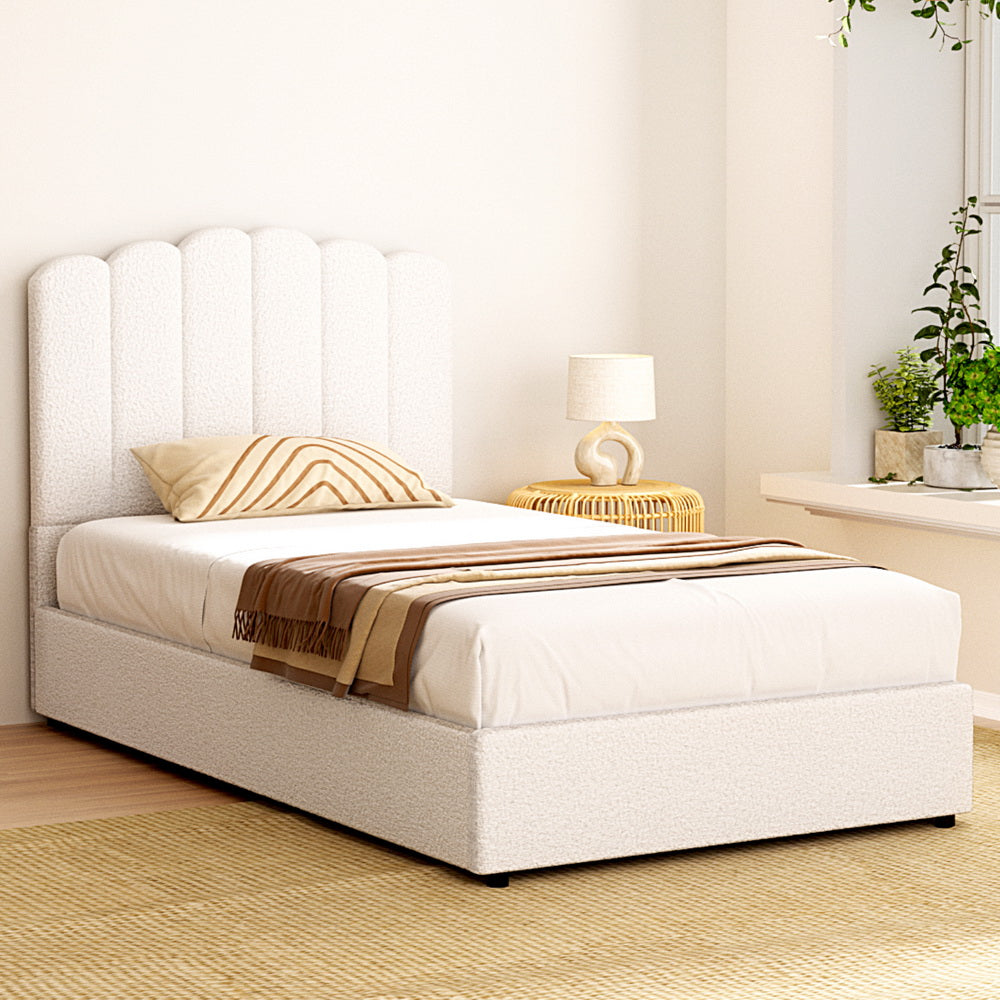 Fiona Bed Frame Boucle - Beige King Single