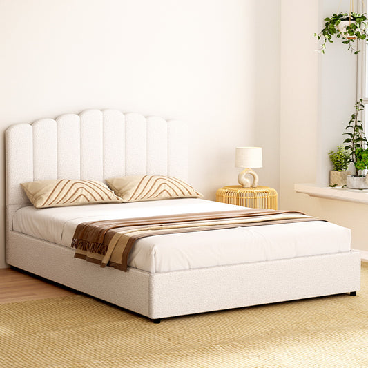 Fiona Bed Frame Boucle - Beige Queen