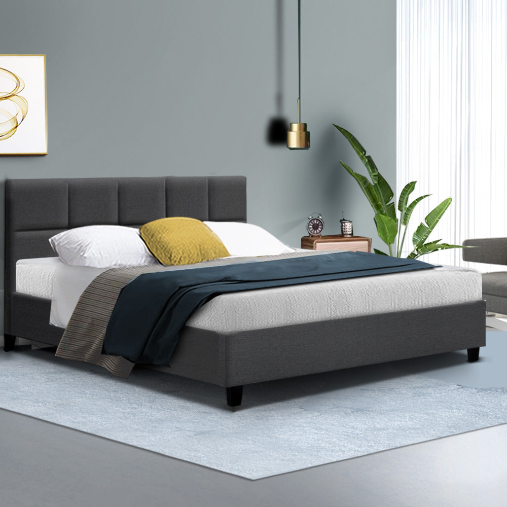 Berlin Bed Frame Fabric - Charcoal Queen