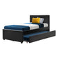 Easton Trundle Wooden Bed Frame with Storage Drawer - Black King Single