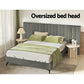 Suva Bed Frame Fabric with Oversized Headboard Velvet - Grey Queen