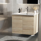 Vanity Unit Basin Cabinet Storage Bathroom Wall Mounted Ceramic 600mm Oak