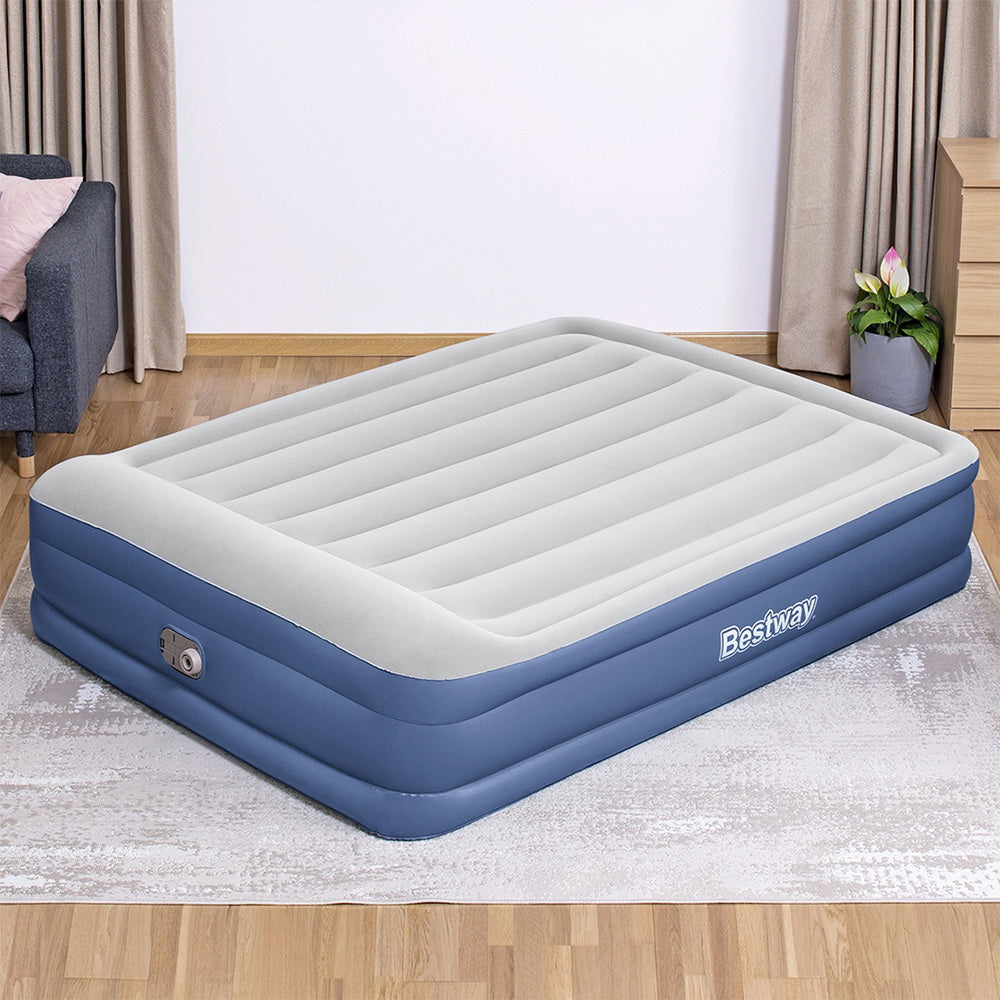 Factory Buys 46cm Air Mattress Inflatable Bed Airbed - Blue Queen