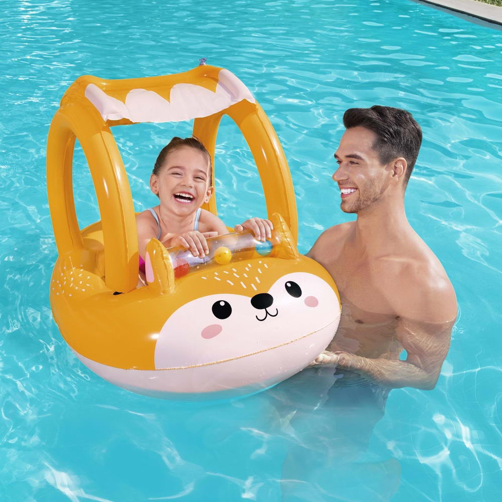 Kids Inflatable Fox Swim Float Floating Seat Canopy Pool Toys 94x66CM