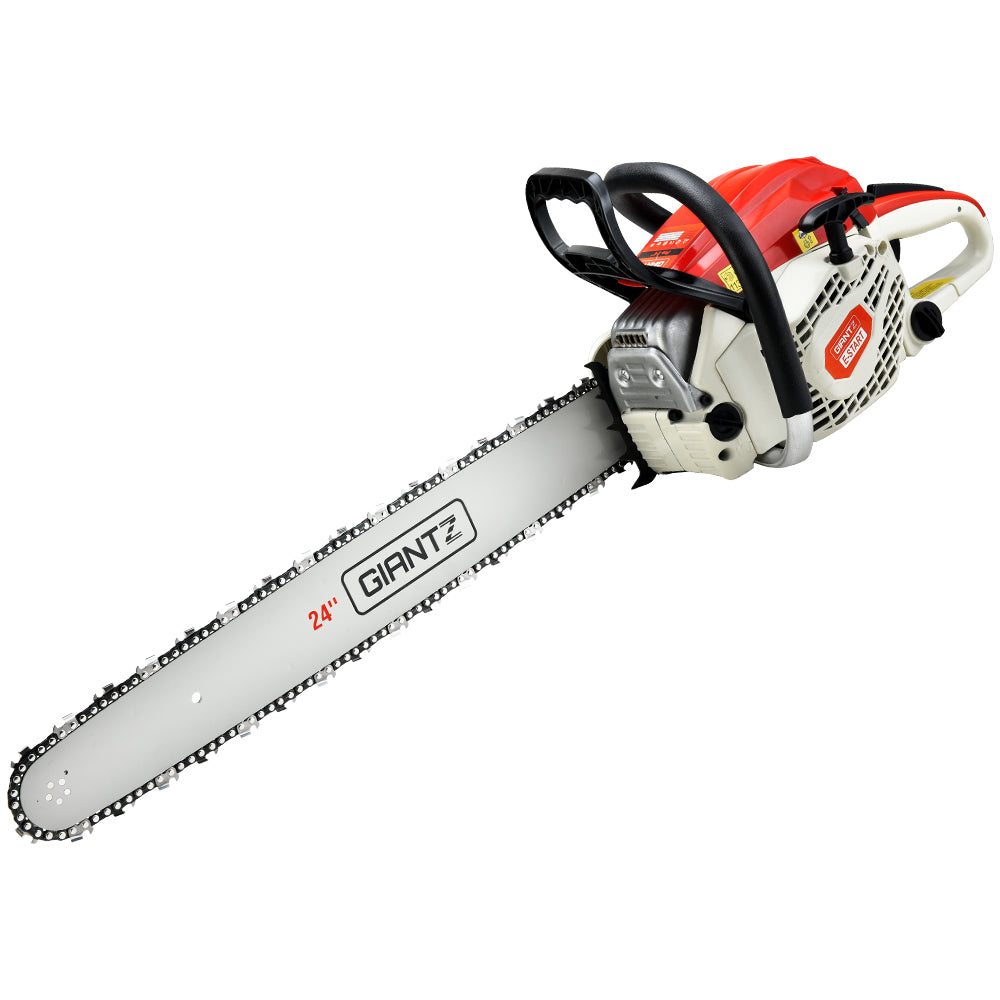 Chainsaw Petrol 92CC 24" Bar Commercial E-Start Pruning Chain Saw