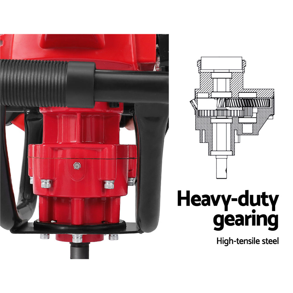 92cc Post Hole Digger 300mm Petrol Drill Extension Auger Bits