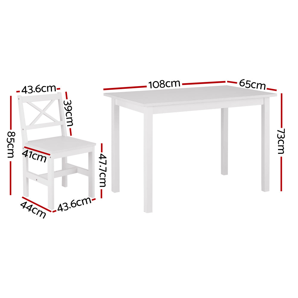 5-Piece Clara White Dining Table & Chair Set