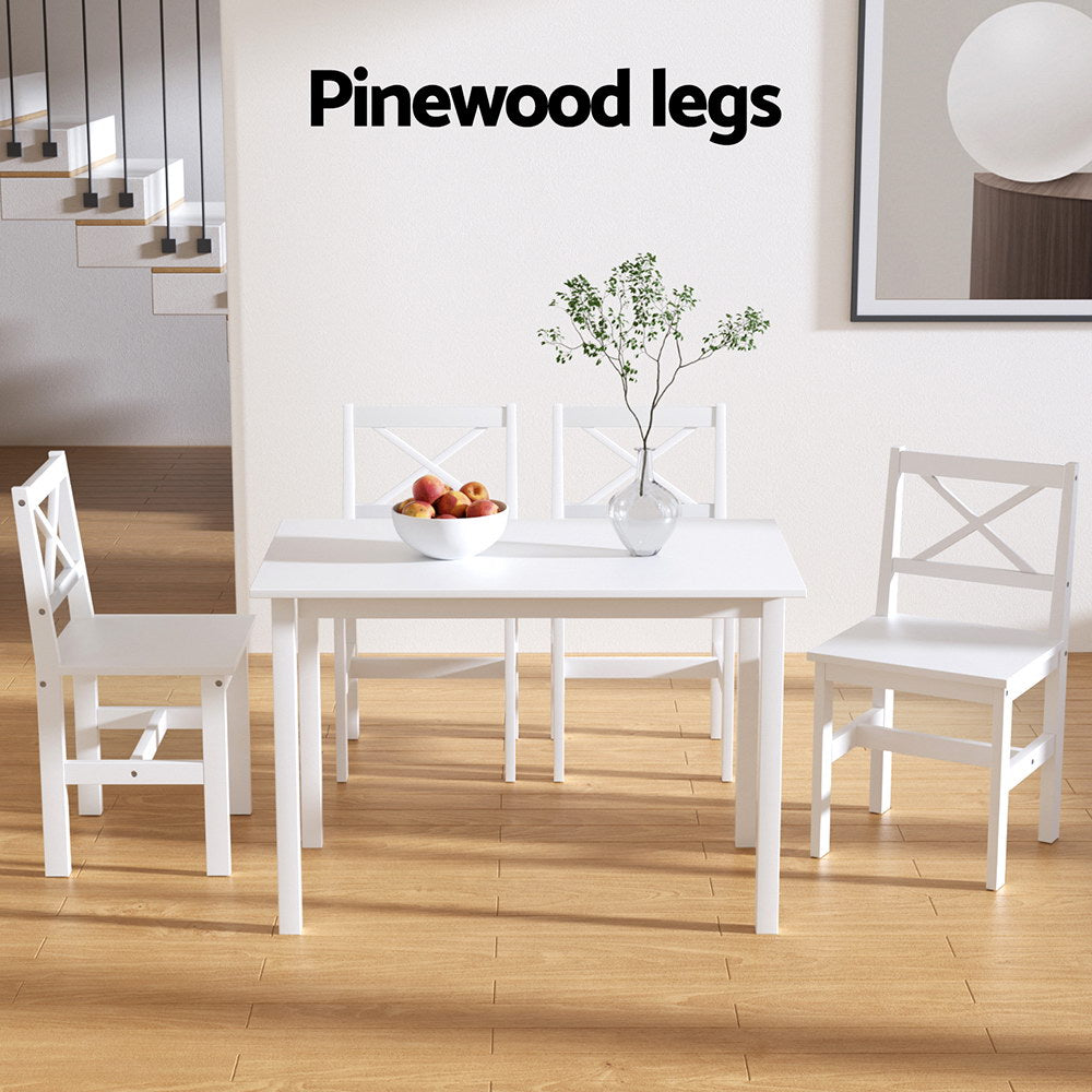 5-Piece Clara White Dining Table & Chair Set