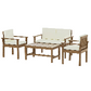 Iker 4-Seater Set Acacia Wood Lounge Setting Table Chairs 4-Piece Outdoor Sofa - Wood