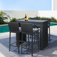 Ronan 4-Seater Stools Rattan Patio Furniture 5-Piece Outdoor Table And Chair Set - Black