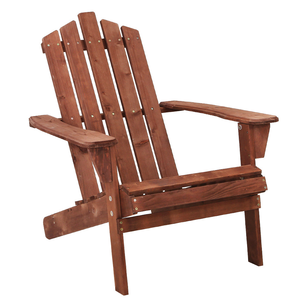 Adirondack Gardeon Outdoor Chairs Wooden Beach Chair Patio Furniture Garden Brown