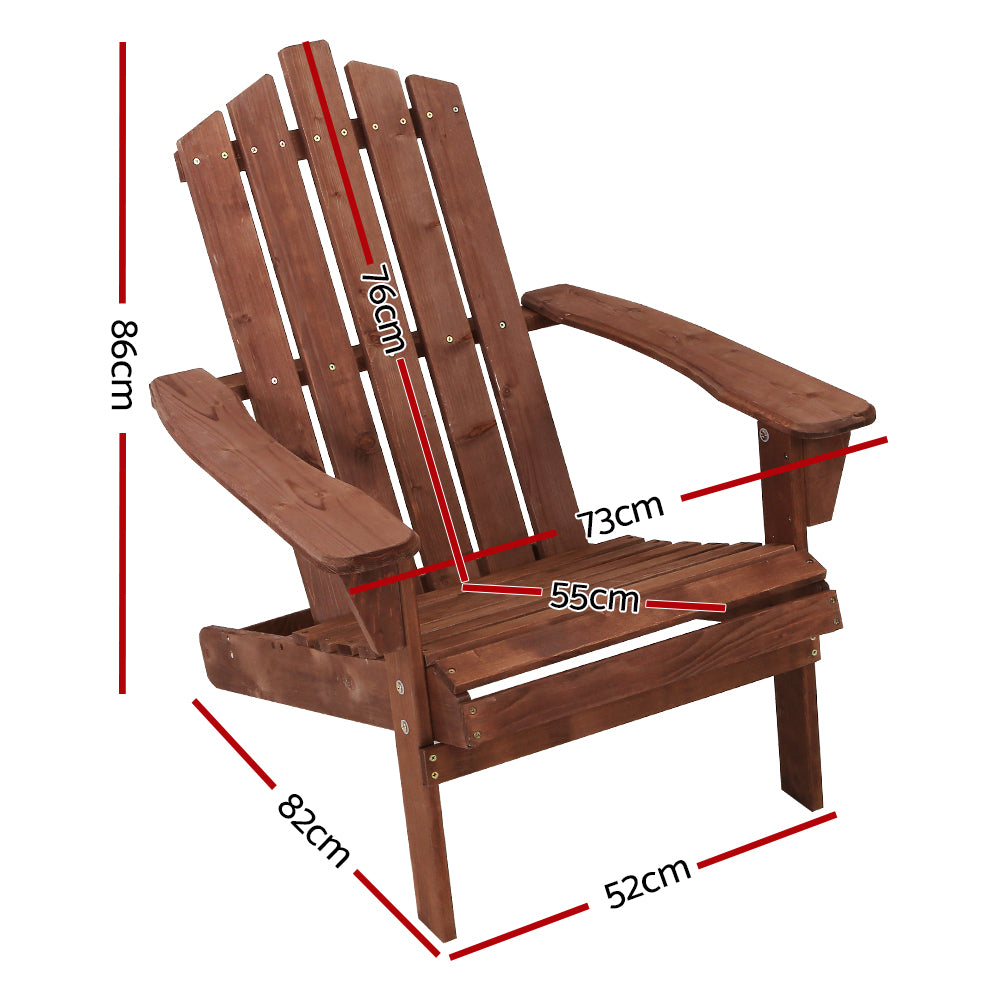 Adirondack Gardeon Outdoor Chairs Wooden Beach Chair Patio Furniture Garden Brown