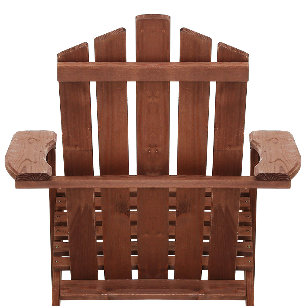 Adirondack Gardeon Outdoor Chairs Wooden Beach Chair Patio Furniture Garden Brown