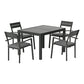 Tanner 4-Seater Aluminium Extension Table Chairs Lounge 5-Piece Outdoor Dining Set - Black