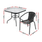 Josiah 4-Seater Steel Stackable Chairs Table Patio Furniture 5-Piece Outdoor Dining Set - Black