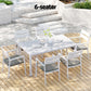 Makena 6-Seater Aluminium Table Chairs Lounge Setting 7-Piece Outdoor Dining Set - White