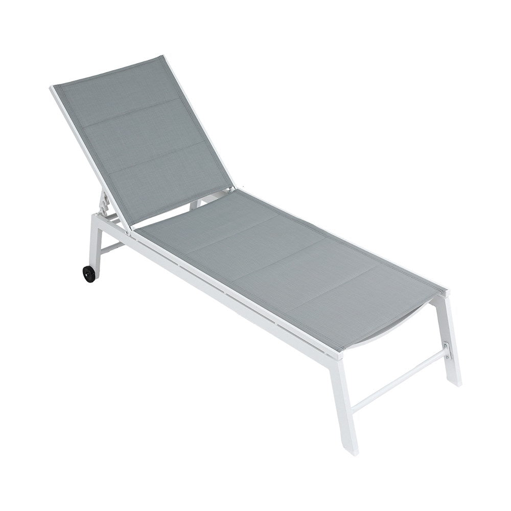 Romy Sun Lounger Chaise Lounge Wheels Patio Furniture Outdoor Setting - White