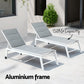 Romy Sun Lounger Chaise Lounge Wheels Patio Furniture Outdoor Setting - White