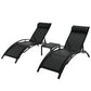 Graysen 3 Piece Sun Lounger Chaise Lounge Chair Table Patio Outdoor Setting Furniture - Black