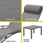 Graysen 3-Piece Sun Lounge Outdoor Lounger Steel Table Chairs Patio Furniture - Grey