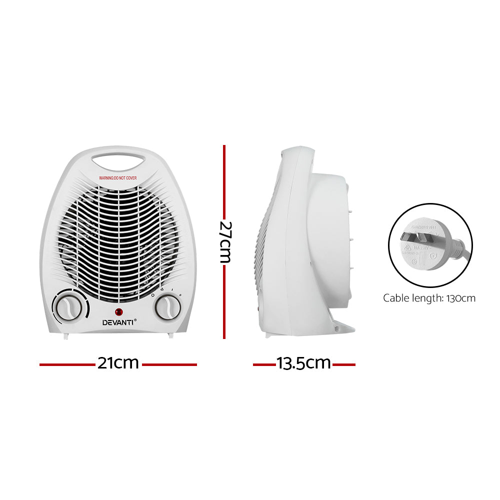 Electric Fan Heater 2000W - White