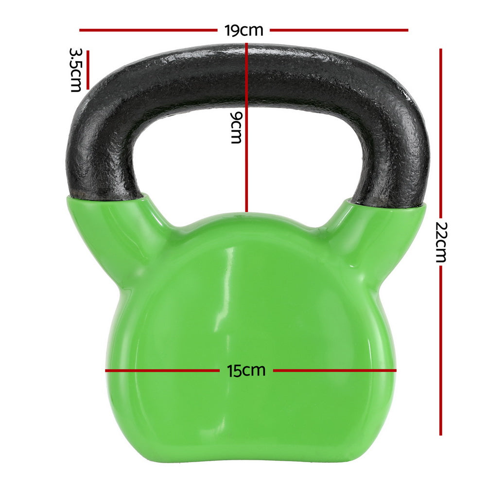 Everfit 8kg Kettlebell Set Weightlifting Bench Dumbbells Kettle Bell Gym Home