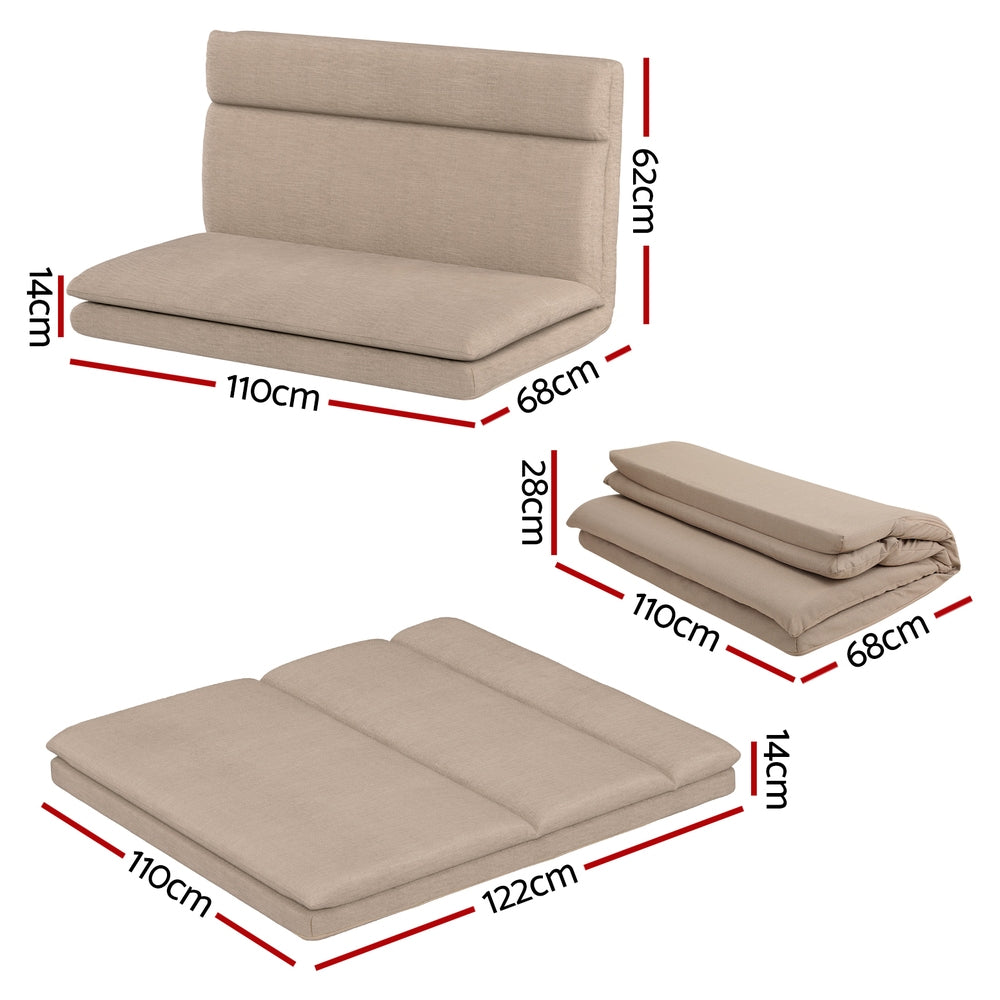 Mylene 2-Seater Floor Chair Sofa Linen - Beige