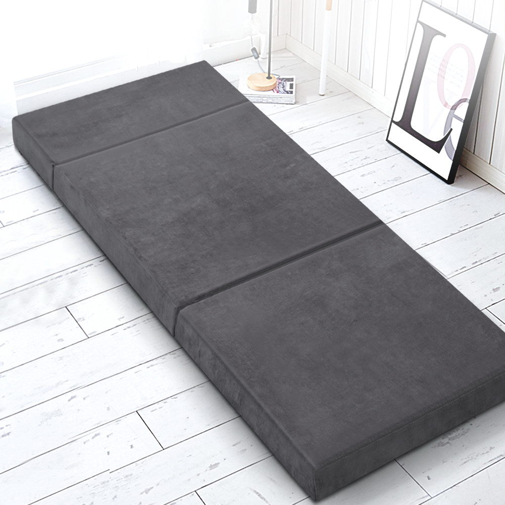 Penelope 12cm Folding Foam Portable Mattress Grey - Single