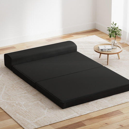 Scarlett 24cm Folding Foam Mattress Portable Double Sofa Bed Mat Air Mesh Fabric Black - Double