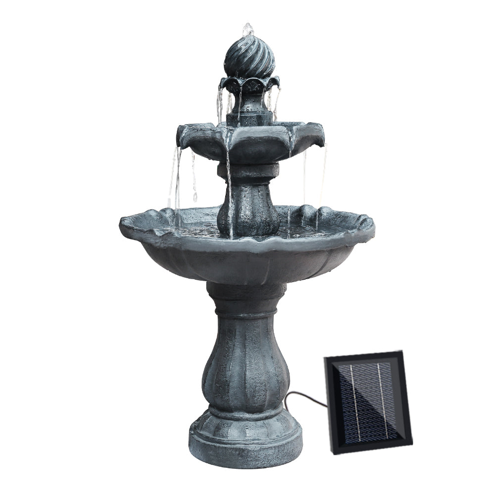 3 Tier Solar Powered Water Fountain - Black