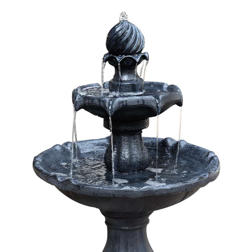 3 Tier Solar Powered Water Fountain - Black