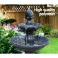 3 Tier Solar Powered Water Fountain - Black