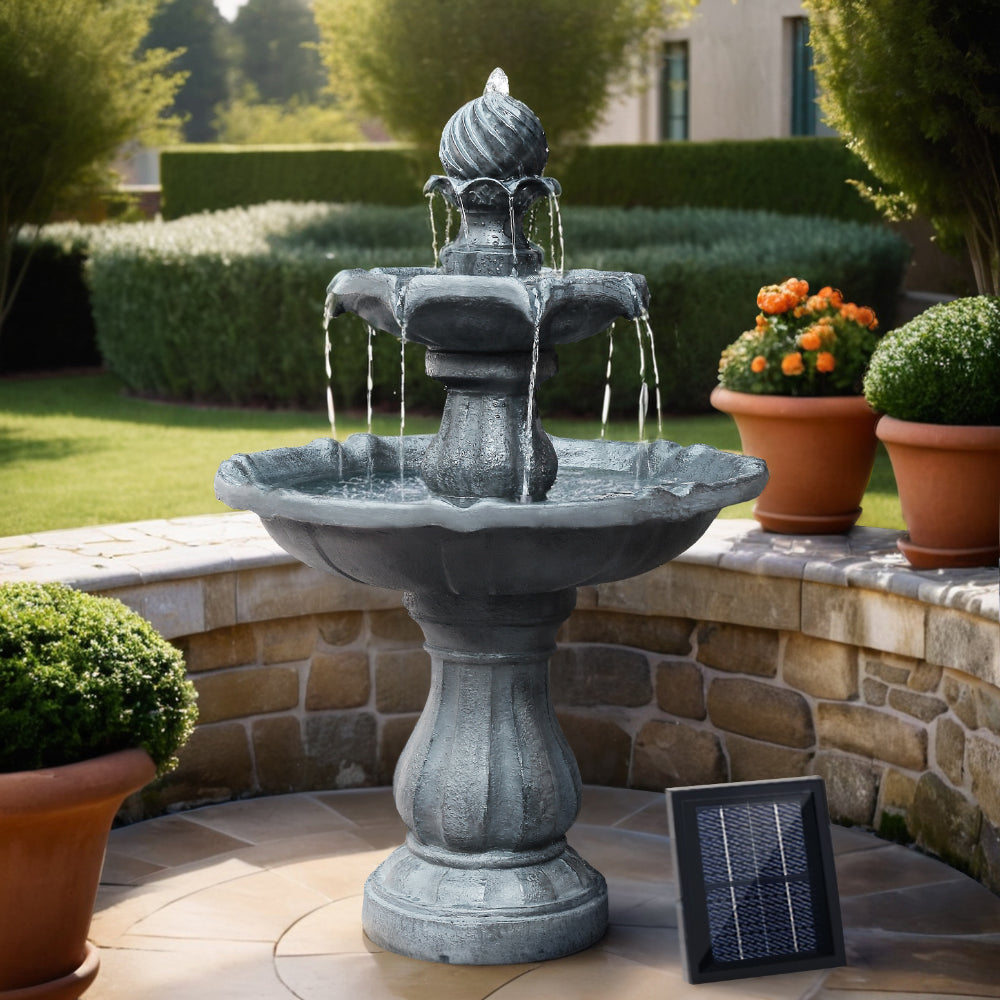 3 Tier Solar Powered Water Fountain - Black