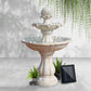 Solar Water Feature 3-Tier Fountain with Pump Kit Bird Bath 93cm - Ivory