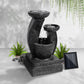 3 Tier Solar Powered Water Fountain with Light - Blue