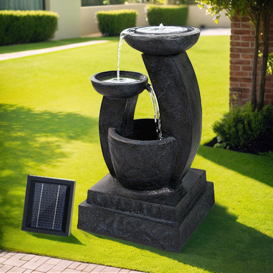 3 Tier Solar Powered Water Fountain with Light - Blue