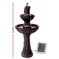 Water Solar Fountain Outdoor Bird Bath Peacock Cascading