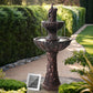 Water Solar Fountain Outdoor Bird Bath Peacock Cascading