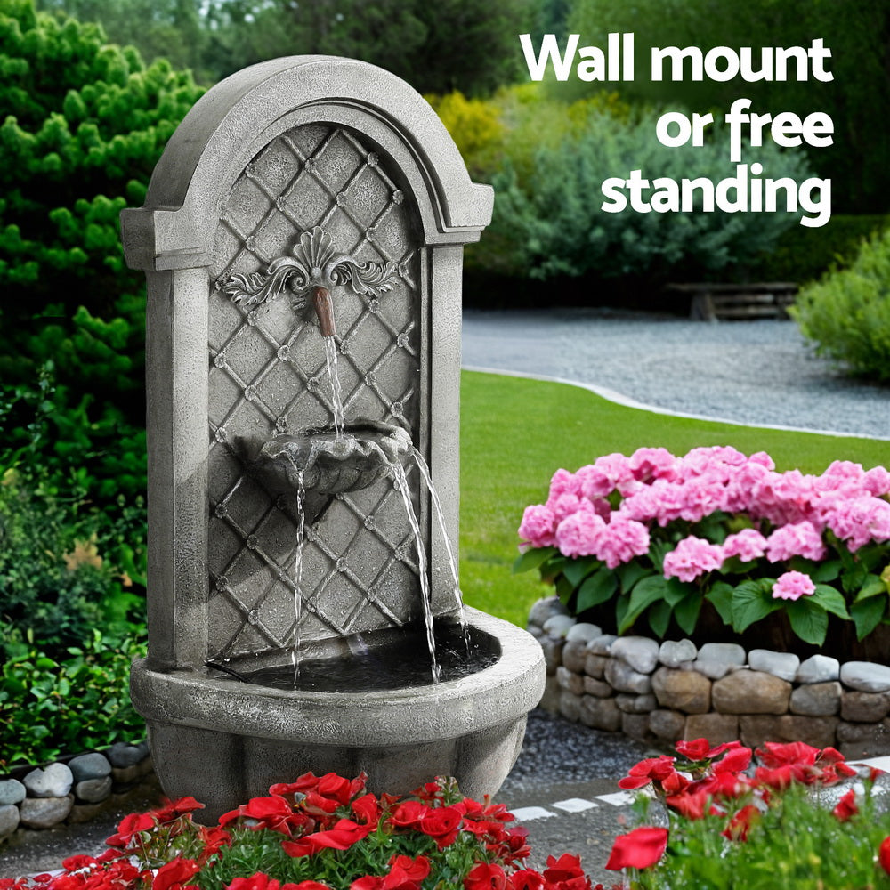 Solar Fountain Water Feature Wall Mount Garden Fountains 80cm - Grey