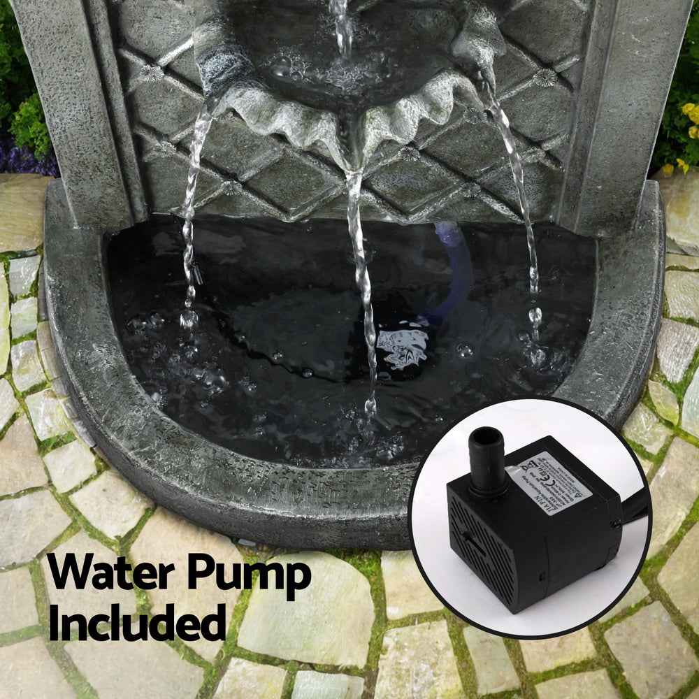 Solar Fountain Water Feature Wall Mount Garden Fountains 80cm - Grey